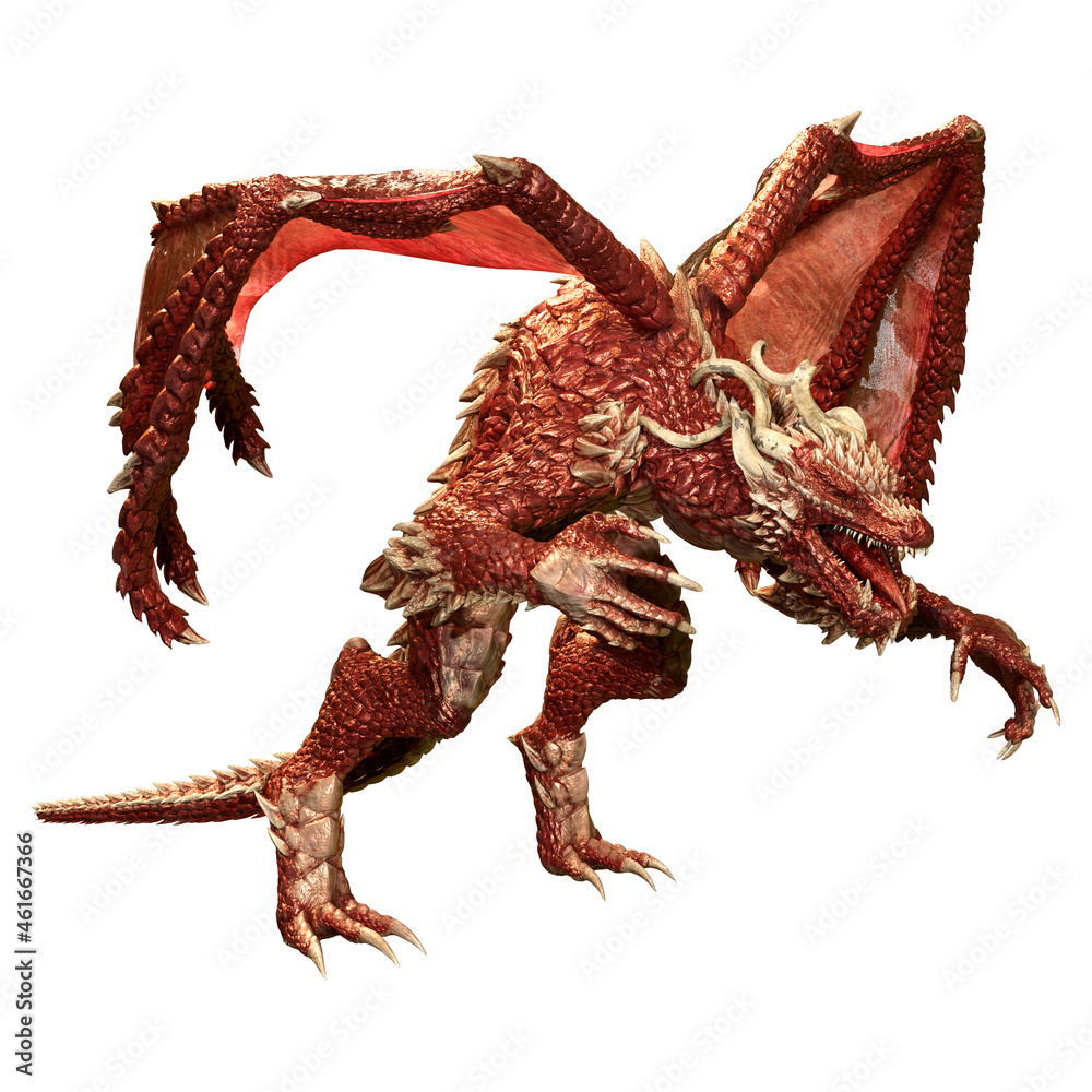 Naklejka premium 3D Rendering Fairy Tale Dragon on White