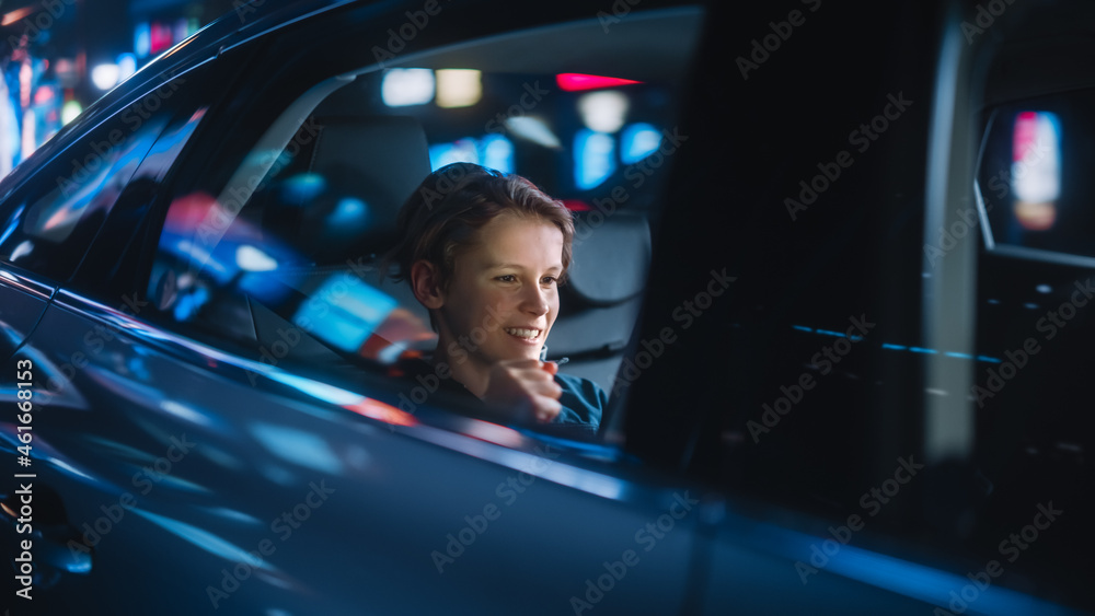 Little Boy Playing Car Game On Computer At Home Stock Photo