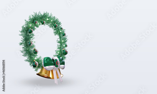3d christmas wreath Algeria flag rendering left view photo