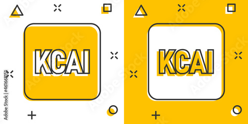 Kcal icon in comic style. Diet cartoon vector illustration on white isolated background. Calories splash effect business concept.