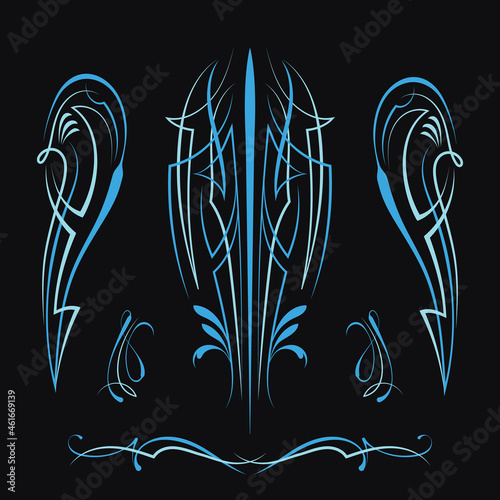 Pinstriping motorcycle and car design vintage old school vector