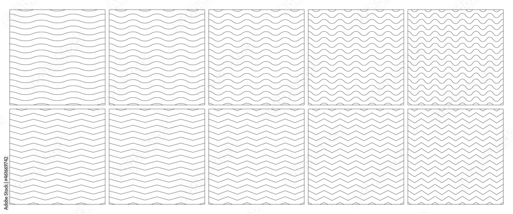 Fototapeta premium Wavy, zigzag, sinuous horizontal seamless lines background