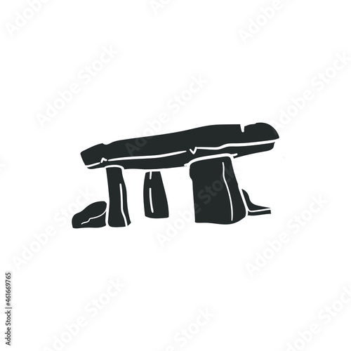 Dolmen Icon Silhouette Illustration. Megalith Stone Vector Graphic Pictogram Symbol Clip Art. Doodle Sketch Black Sign.