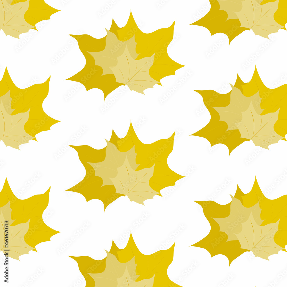 Vector yellow leaves seamless pattern, hand-drawn autumn background. Design of wallpaper, fabric, bed linen. Illustration Vector yellow leaves seamless pattern, hand-drawn autumn background. Design of wallpaper, fabric, bed linen. Illustration