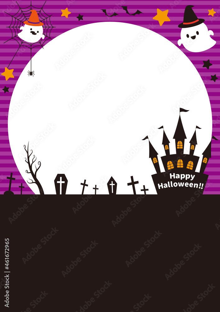 20_Halloween full moon and ghost frame (white_vertical)