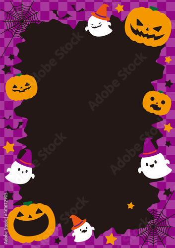 14_Halloween pumpkin and ghost frame (black_Vertical)