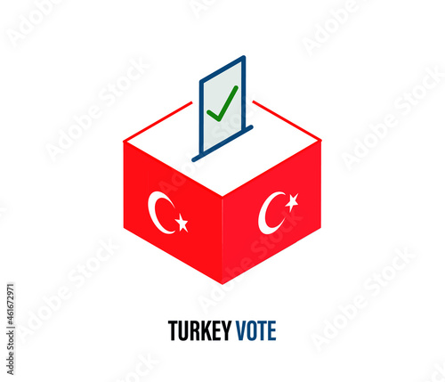 Vector design of ballot box with Turkey flag colors.
