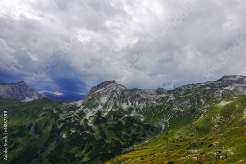 Fototapeta Naklejka Na Ścianę i Meble -  view to amazing mountain landscape and dense clouds