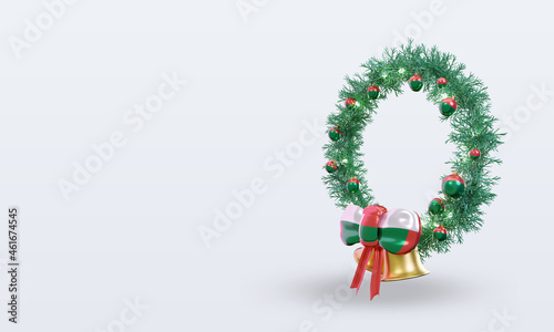 3d christmas wreath Madagascar flag rendering right view