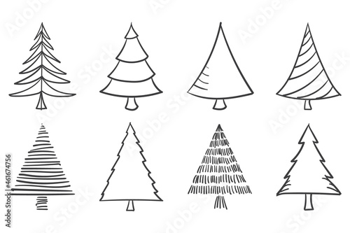 Christmas tree collection with outline design