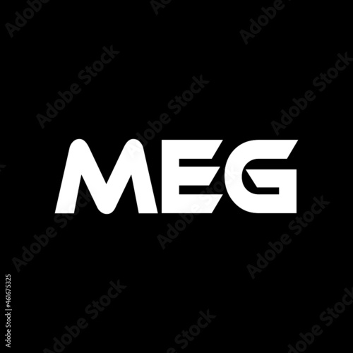 MEG letter logo design with black background in illustrator, vector logo modern alphabet font overlap style. calligraphy designs for logo, Poster, Invitation, etc. photo