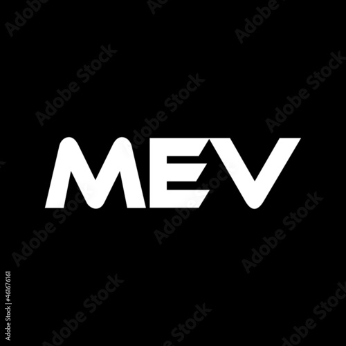 MEV letter logo design with black background in illustrator, vector logo modern alphabet font overlap style. calligraphy designs for logo, Poster, Invitation, etc.