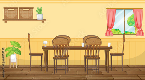 Dining room interior design with furniture
