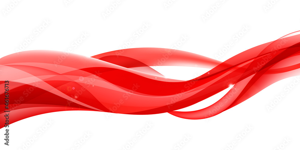 Vector abstract red wavy background. Curve flow motion illustration. Trendy gradient shapes composition