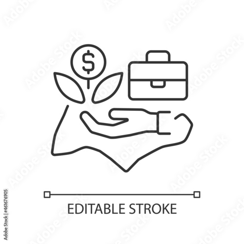 Pro-business environment linear icon. Business friendly country. Singapore financial sector. Thin line customizable illustration. Contour symbol. Vector isolated outline drawing. Editable stroke