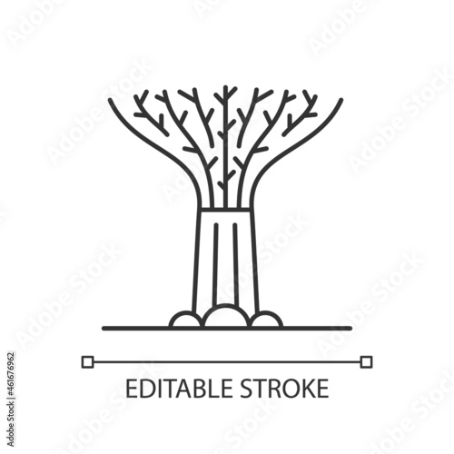Supertree grove linear icon. Tree-like structure. Recognizable Singaporean attraction. Thin line customizable illustration. Contour symbol. Vector isolated outline drawing. Editable stroke