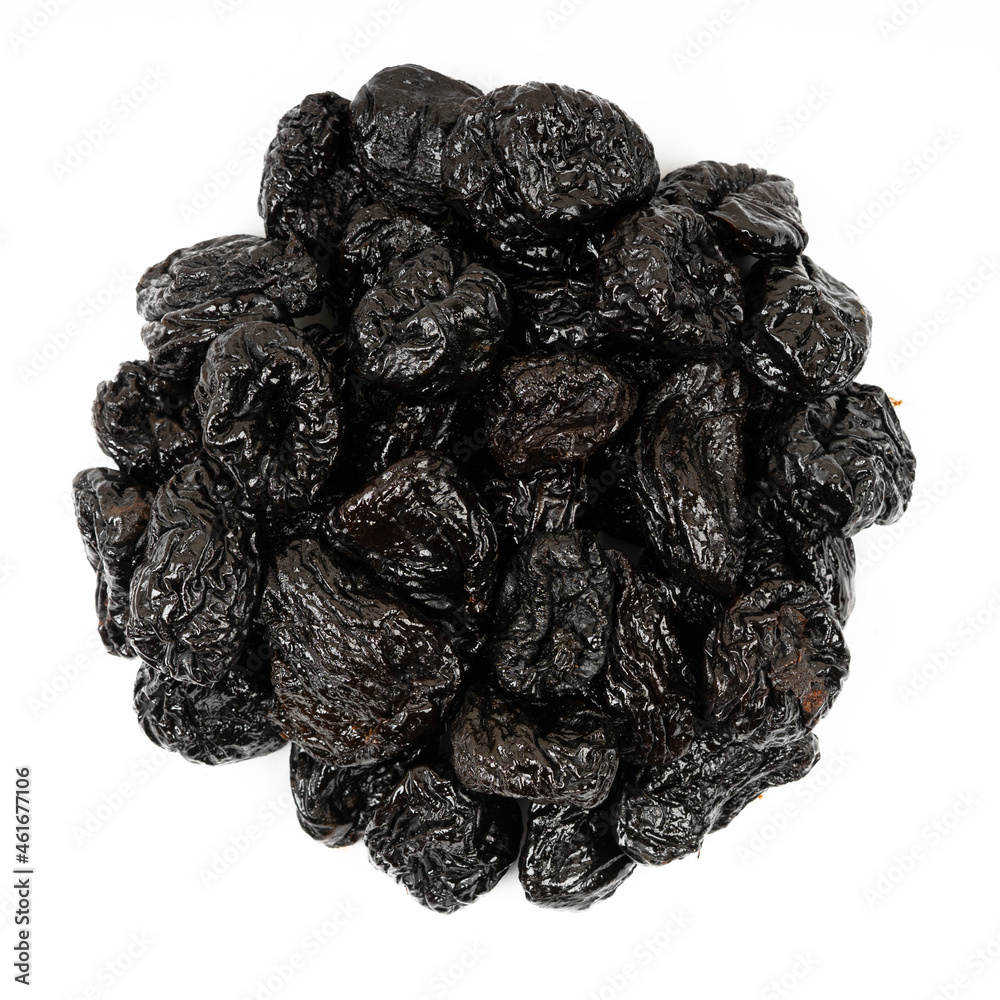 Dry dark plum on white background. Dry dark plum on white background.