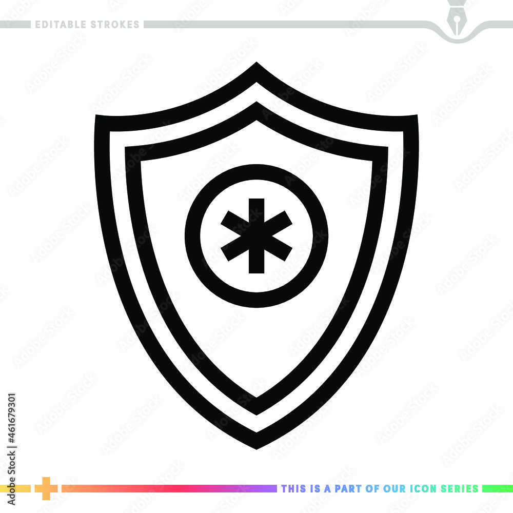 Editable line icon of infection immunity as a customizable black stroke eps vector graphic. Editable line icon of infection immunity as a customizable black stroke eps vector graphic.