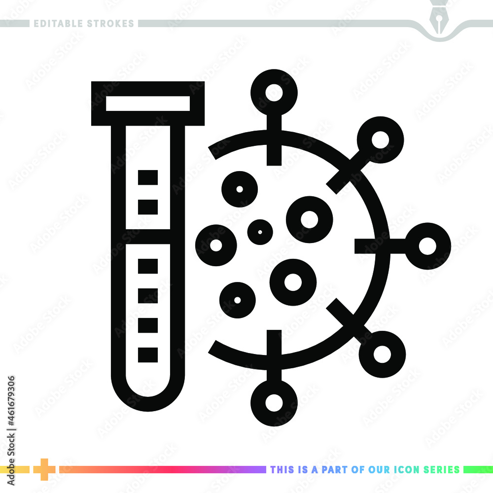 Fototapeta premium Editable line icon of vaccine effectiveness research as a customizable black stroke eps vector graphic.