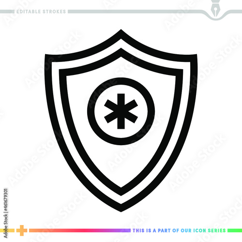 Editable line icon of infection immunity as a customizable black stroke eps vector graphic.