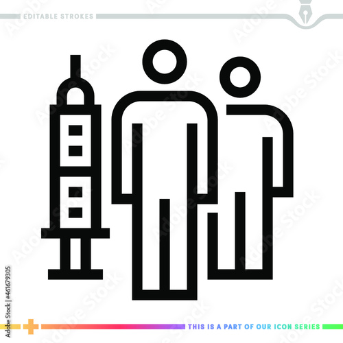 Editable line icon of herd immunity as a customizable black stroke eps vector graphic.