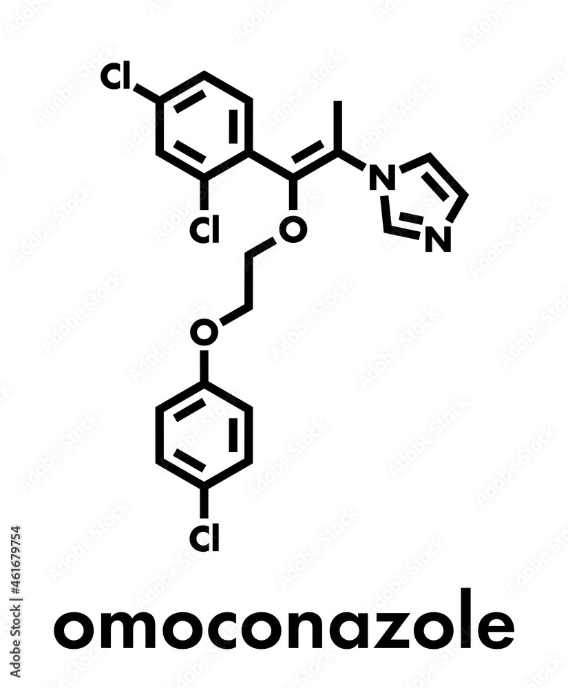 Omoconazole antifungal drug molecule. Skeletal formula.