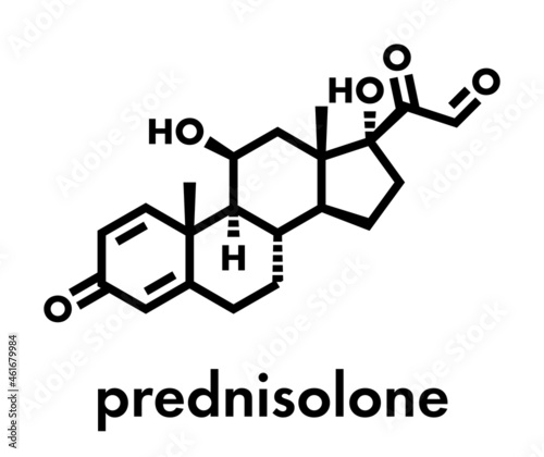 Prednisolone corticosteroid drug molecule. Skeletal formula.