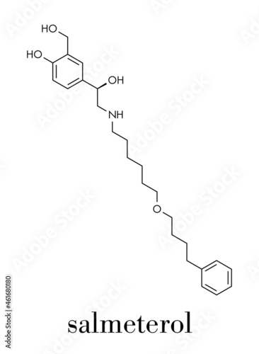 Salmeterol asthma drug molecule. Skeletal formula. photo
