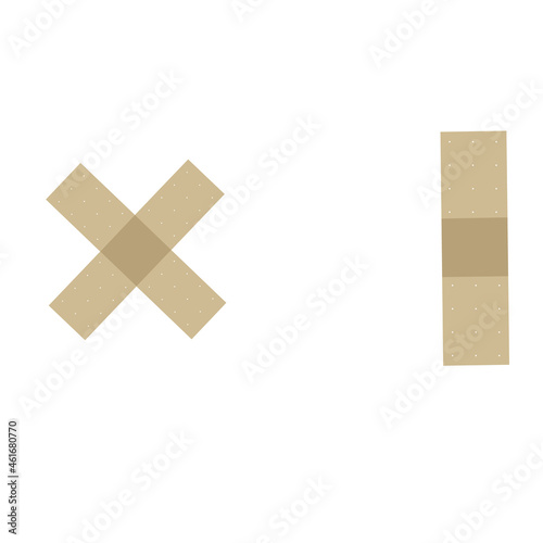 A vector illustration of adhesive plaster strips with perforation isolated on white background. Designed in beige color for medical concepts
