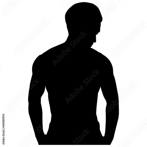 Black shape of an athletic man. Vector illustration.