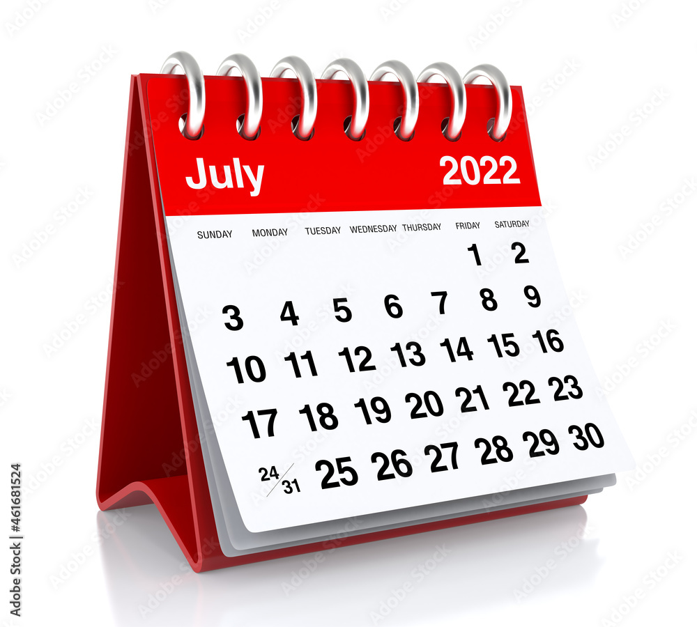 July 2022 Calendar Stock Illustration | Adobe Stock