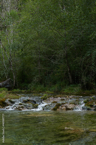 Senda De La Hoya De San Vicente across the Dobra River in the Ponga Natural Park in Asturias. Spain