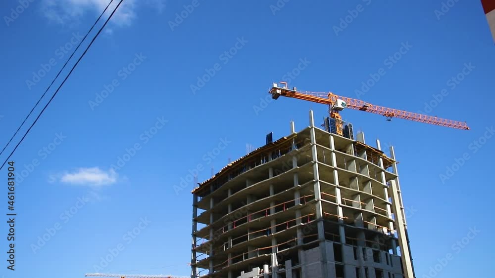 Moving of construction tower crane at construction site Moving of construction tower crane at construction site