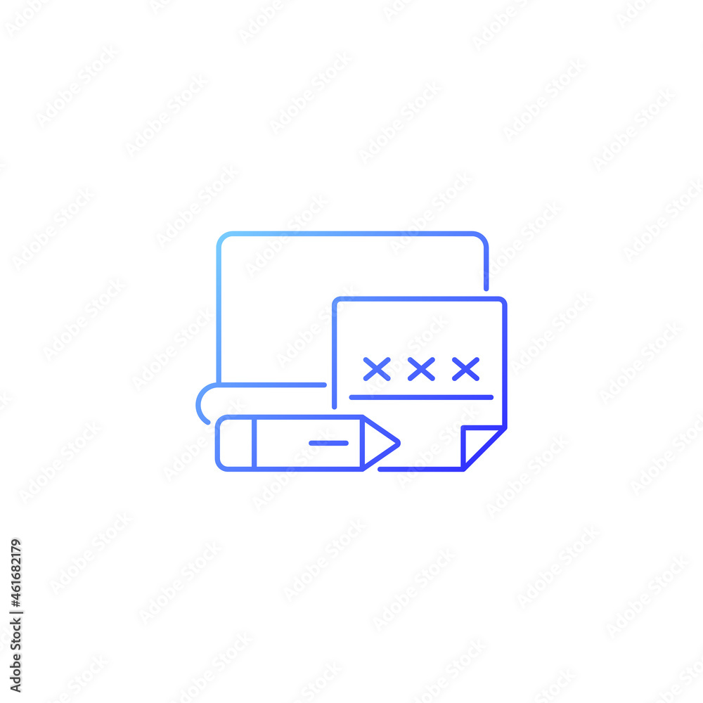 Using post it to remember password gradient linear vector icon. Write ...
