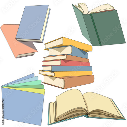 stack of books colour pack illustration