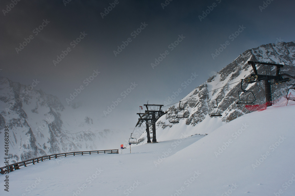 Soelden ski resort at an altitude of about 2500 meters - obrazy, fototapety, plakaty 