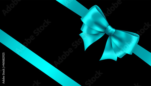 Shiny color satin ribbon on black background