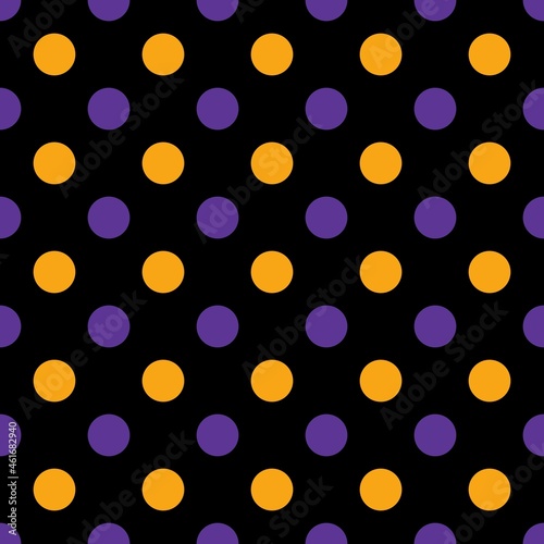 Orange and purple Polka Dot seamless pattern. Vector background. Halloween pattern. 