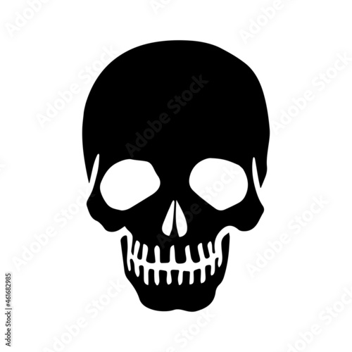 The skull icon. Black silhouette of a human skull. Vector illustration isolated on a white background for design and web.
