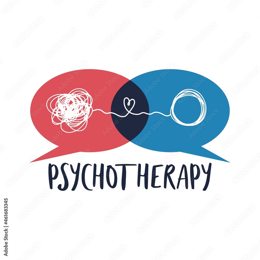 Mental health illustration with line ball and mind bubbles. Psychotherapy. Psychology illustration Mental health illustration with line ball and mind bubbles. Psychotherapy. Psychology illustration