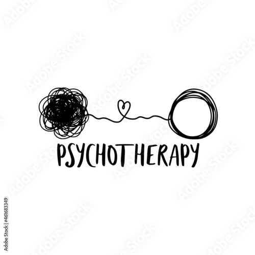 Mental health illustration with line ball. Psychotherapy. Psychology illustration