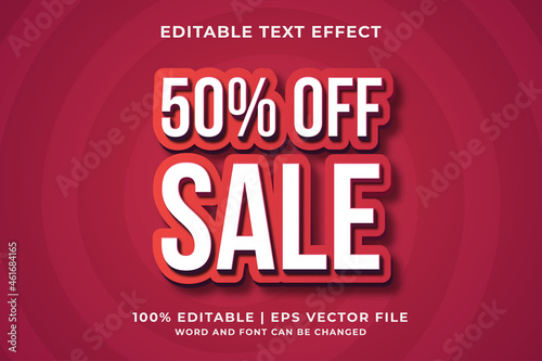 50% Off Sale 3d editable text effect Premium Vector