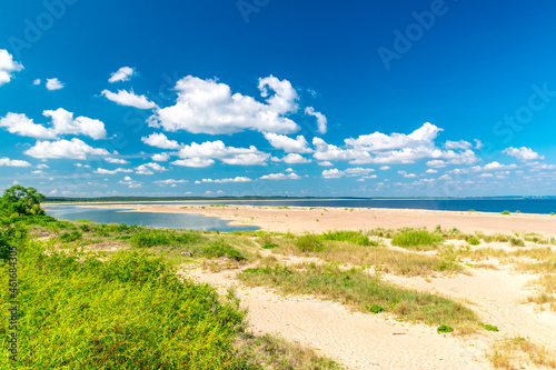 Coastal line of a sandy beach on Baltic Sea on Sobieszewo island  Poland.