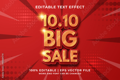10.10 Big Sale 3d editable text effect Premium Vector