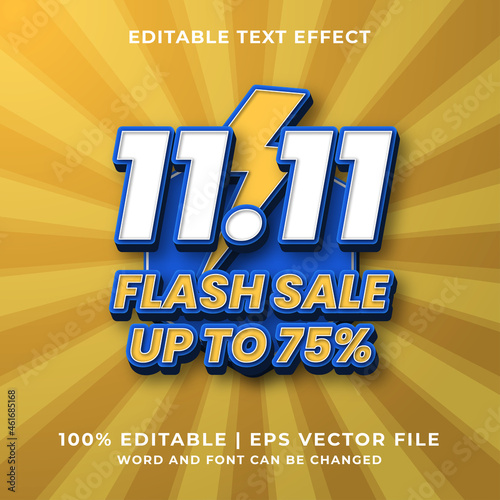 Editable text effect - 11.11 Flash Sale template style premium vector