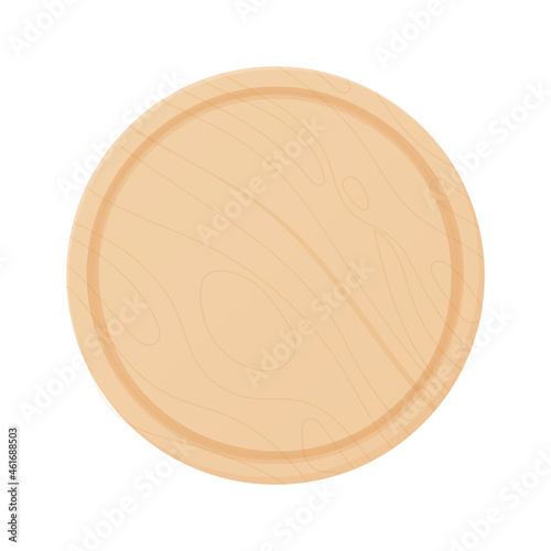 Wooden round cutting board with. Isolated illustration on a white background.