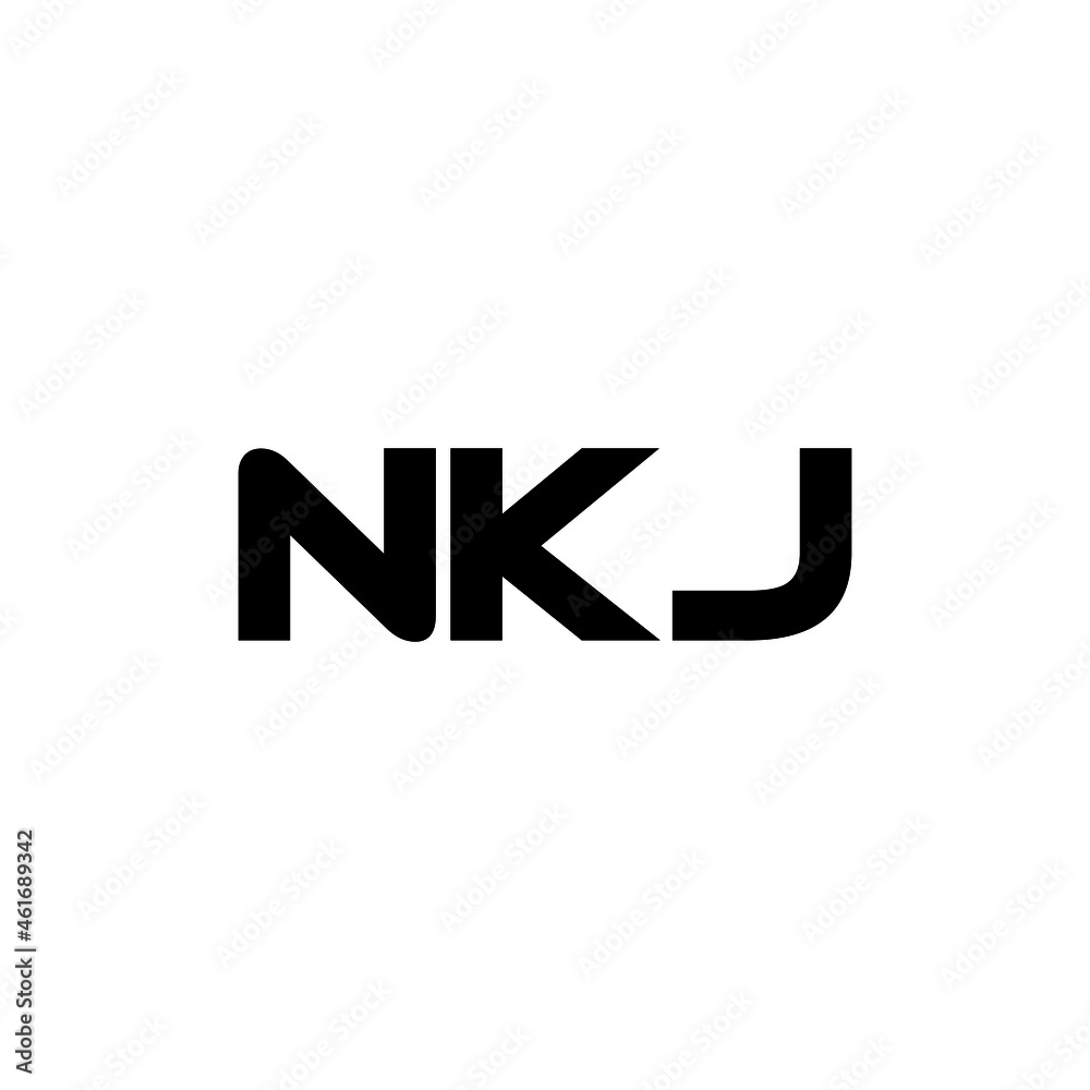 NKJ letter logo design with white background in illustrator, vector logo modern alphabet font overlap style. calligraphy designs for logo, Poster, Invitation, etc.