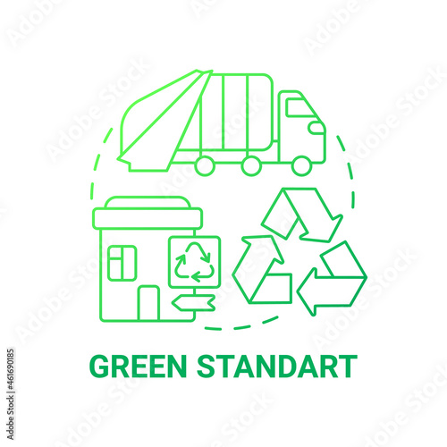 Green standart green gradient concept icon. Waste management service abstract idea thin line illustration. Trash collection requirements and regulations. Vector isolated outline color drawing