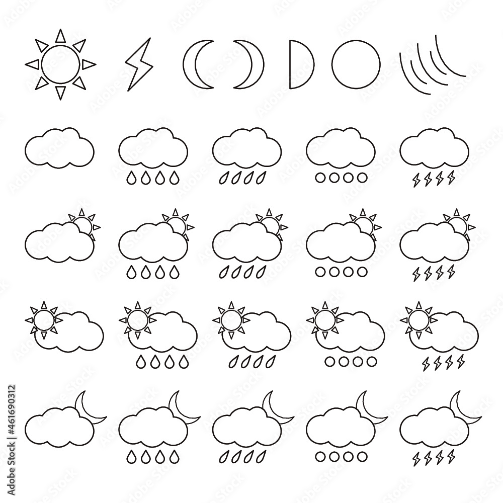 天気 アイコン 線画 天気 アイコン 線画