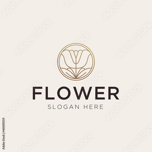 Luxury flower outline logo template